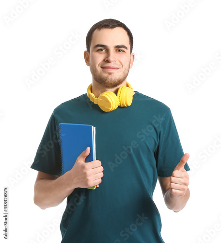 Young man with headphones s...