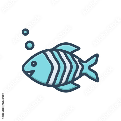 Color illustration ion for fish