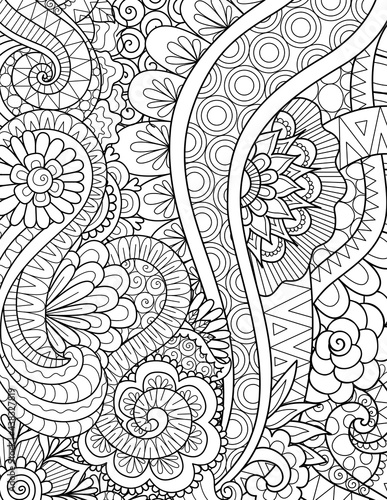Abstract art for background, adult coloring book, coloring page with the size 8.5x11 inches. Vector illustration.
