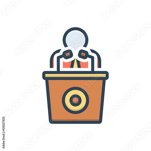 Color illustration icon for man talking by a speaker
