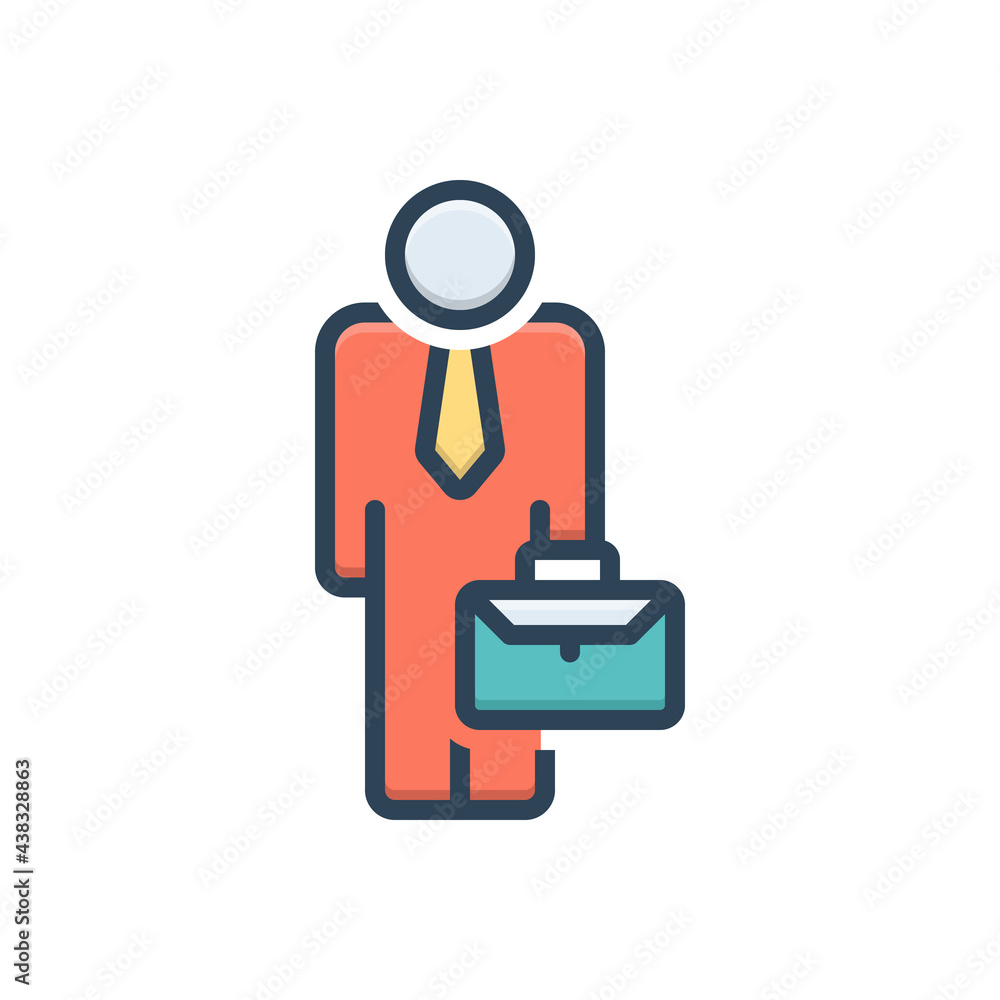 Color illustration icon for businessman with suitcase
