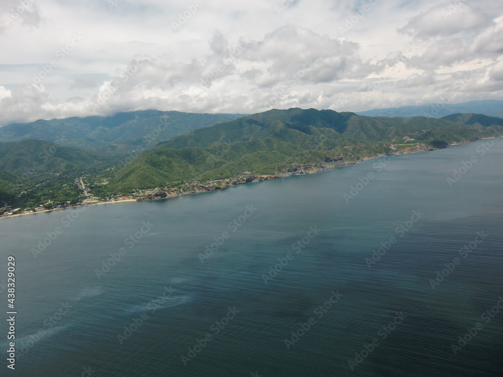 Obraz premium Aerial photography of the Venezuelan coasts and beaches bathed by the Caribbean Sea in the east of the country.