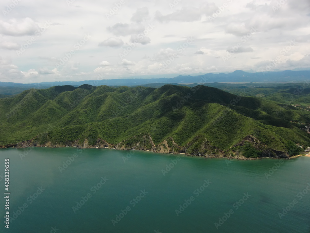 Aerial photography of the Venezuelan coasts and beaches bathed by the Caribbean Sea in the east of the country.