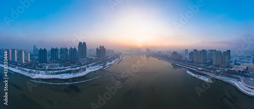 Snow scene of Beishan Park, Jilin, China photo