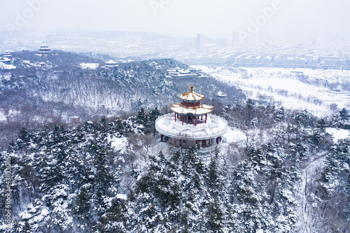 Snow scene of Beishan Park, Jilin, China photo