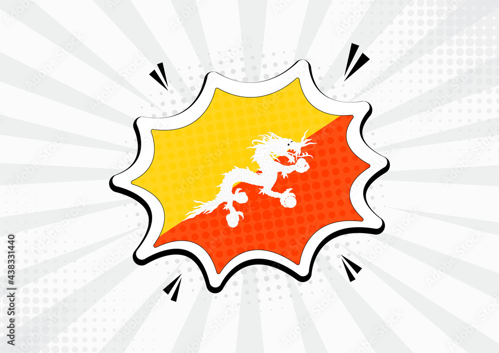 Artistic Bhutan country comic flag illustration. Abstract flag speech bubble pop art vector background Artistic Bhutan country comic flag illustration. Abstract flag speech bubble pop art vector background