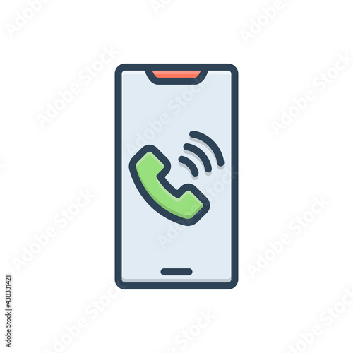 Color illustration icon for phone call