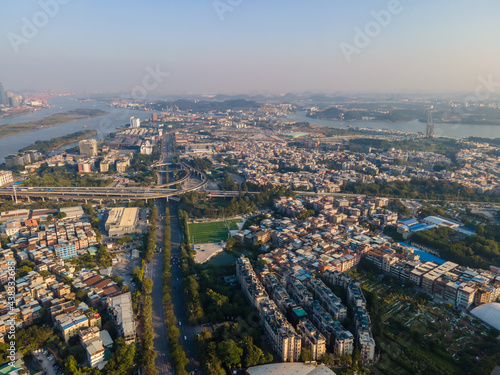 Aerial photography of urban architectural landscape along the Pearl River in Guangzhou © 昊 周