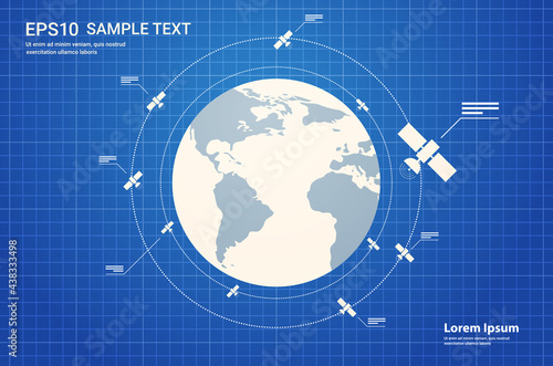 space exploration astronautics technology concept observation satellite flying orbital spaceflight around earth