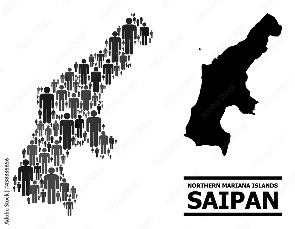 Map of Saipan Island for national promotion. Vector demographics