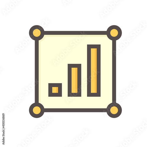 Land value vector icon. Consist of  land plot, vacant area, growth graph of rate market price for investment, profit, wealth, income. Also for business i.e. owned, sale, development, buy. 48x48 pixel.