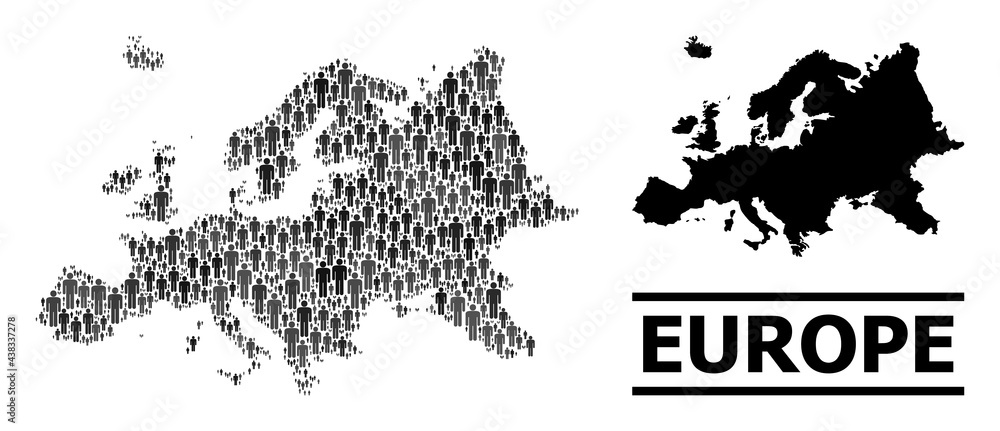 Map of Europe for political agitprop. Vector population mosaic. Mosaic ...