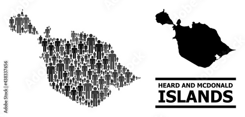 Map of Heard and McDonald Islands for politics agitprop. Vector population collage. Concept map of Heard and McDonald Islands combined of population items.