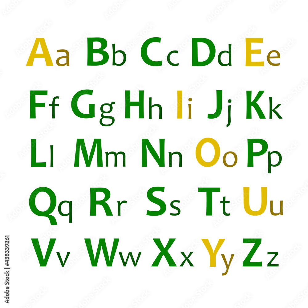 English alphabet for learning a foreign language, bright alphabet, bright convenient letters of different colors