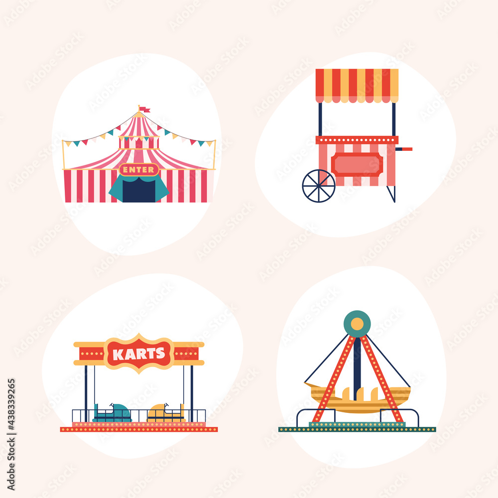 Fototapeta premium amusement park four icons