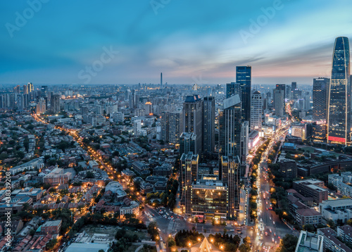 Wallpaper Mural Aerial photography of Tianjin city building skyline night view Torontodigital.ca