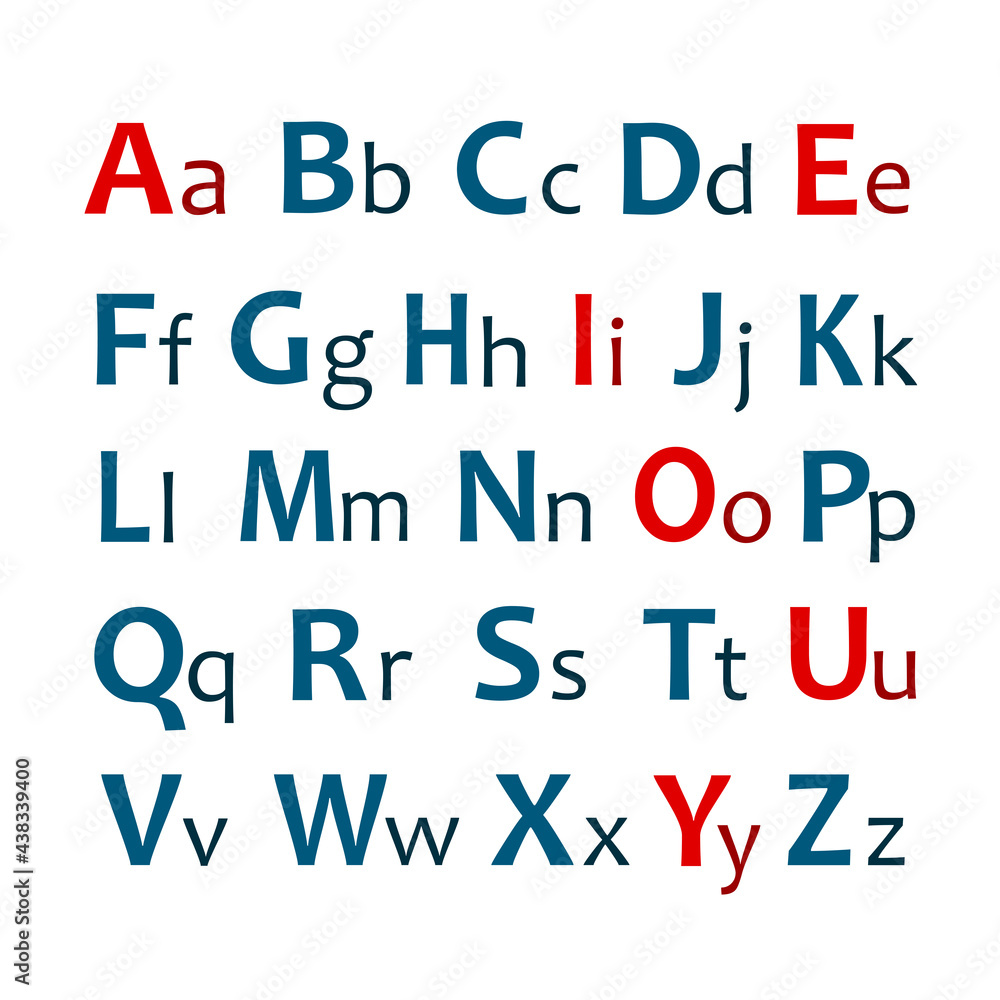 English alphabet for learning a foreign language, bright alphabet, bright convenient letters of different colors