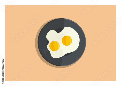 Fried egg on a plate with two egg yolks.