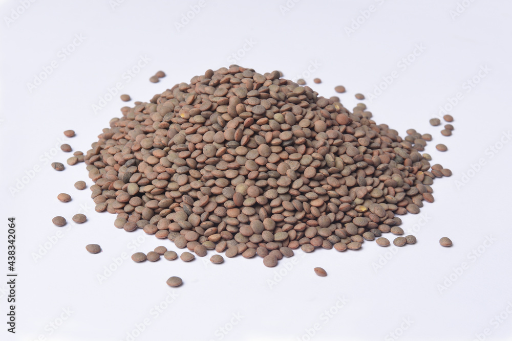 heap of pardina lentils on white background heap of pardina lentils on white background