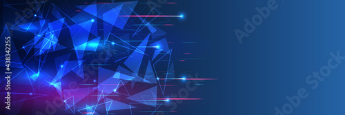 Cyber security for business and internet project. Abstract futuristic background. Hi-tech business presentation. Abstract background with triangles and multicolored glowing lines.