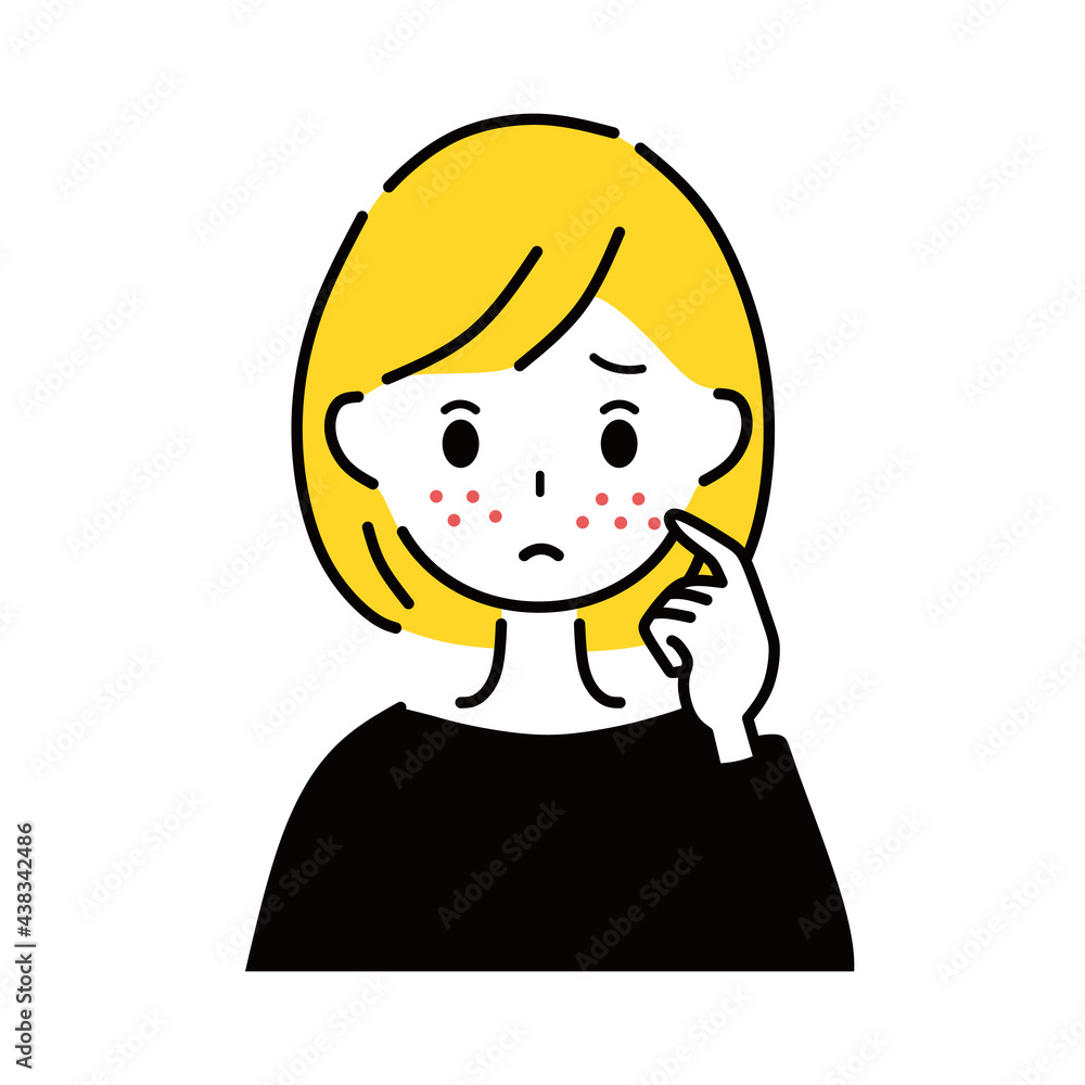 Obraz premium 女性 ニキビ 吹き出物