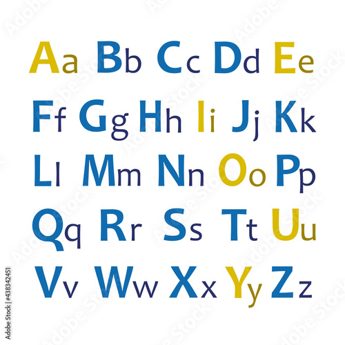 English alphabet for learning a foreign language  bright alphabet  bright convenient letters of different colors