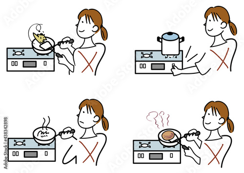 今日の献立を作る主婦4点セット
