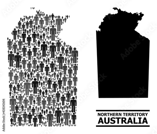 Map of Australian Northern Territory for social promotion. Vector population mosaic. Abstraction map of Australian Northern Territory constructed of population pictograms.