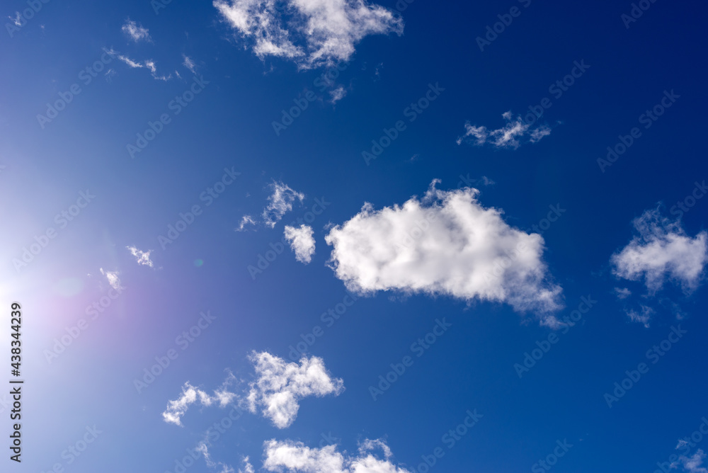 Blue sky background with white clouds.Cloudscape. Sunny day. Cumulus cloud. Blue sky background with white clouds.Cloudscape. Sunny day. Cumulus cloud.