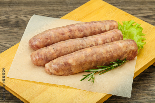 Raw pork meat sausages for grill