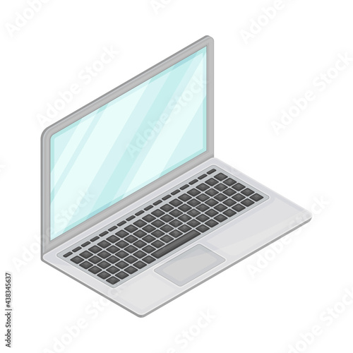 Laptop Computer with Screen as Wireless Network Communication Technology Isometric Vector Illustration