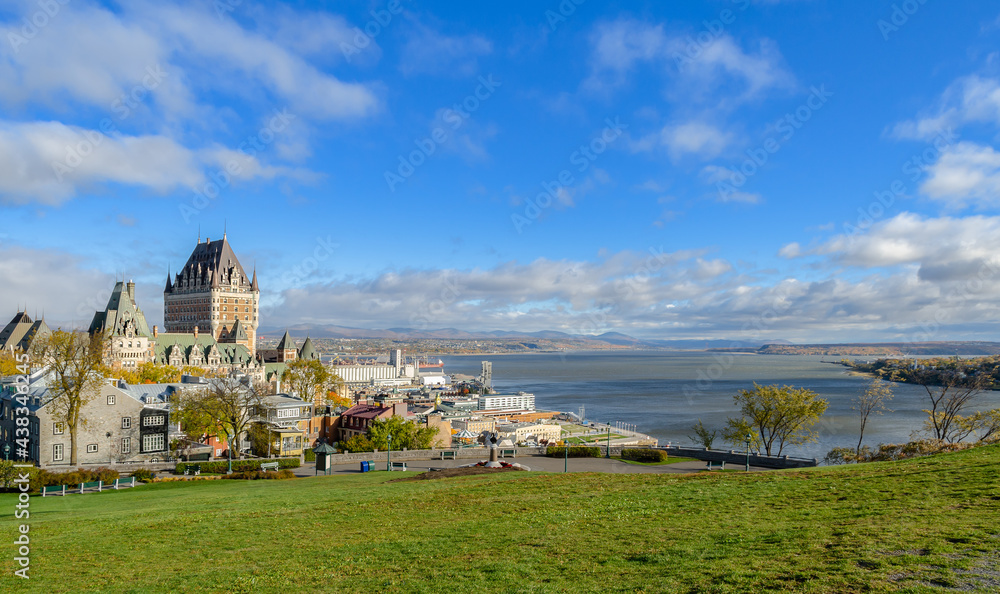 Beautiful view of Upper Town of Old Quebec City in Quebec, Canada