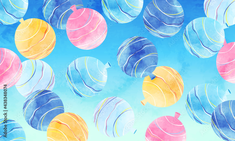 水彩のヨーヨーの夏の爽やかなベクターイラスト背景 Stock-Vektorgrafik | Adobe Stock