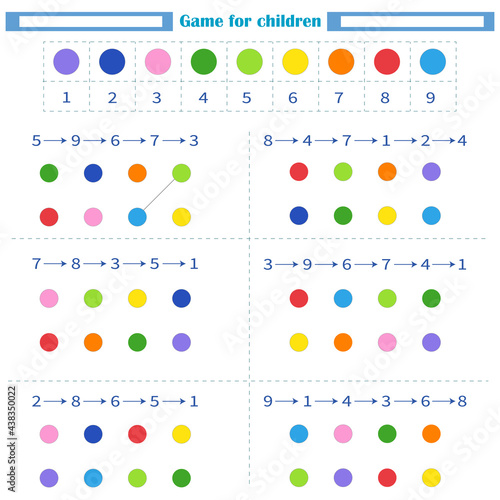  Worksheet for children. Draw the lines according to the arrows indicated in the sample