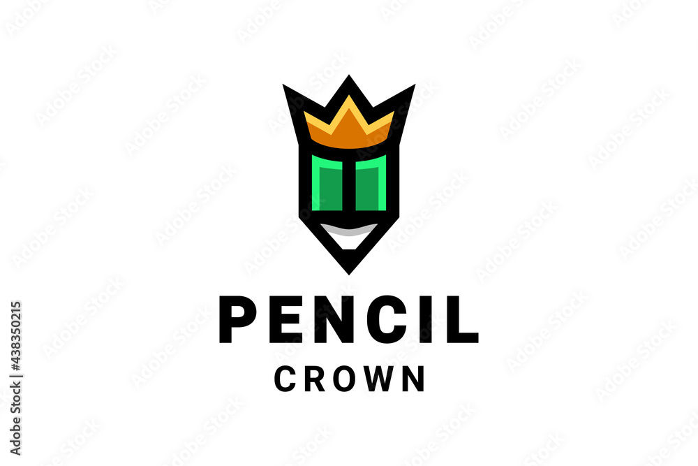 Double meaning logo design which forms Crown Pencil Double meaning logo design which forms Crown Pencil