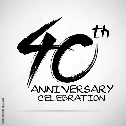 Vector Brush Calligraphy 40 years anniversary Sign Isolated on Grey Background