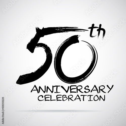 Vector Brush Calligraphy 50 years anniversary Sign Isolated on Grey Background