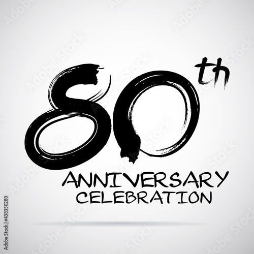 Vector Brush Calligraphy 80 years anniversary Sign Isolated on Grey Background