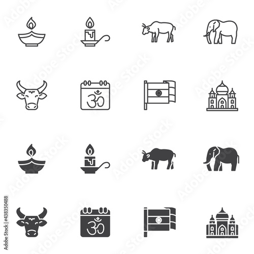 Indian religion icon set