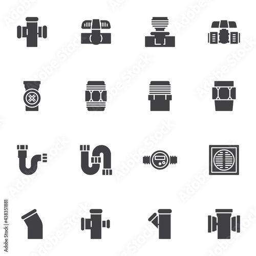 Plumbing equipment vector icons set