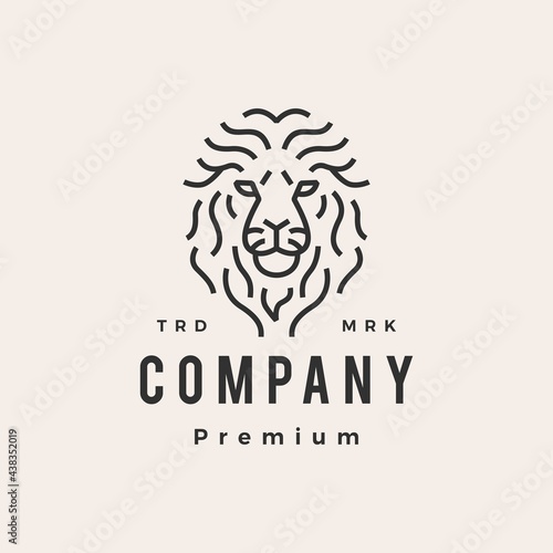 lion head hipster vintage logo vector icon illustration
