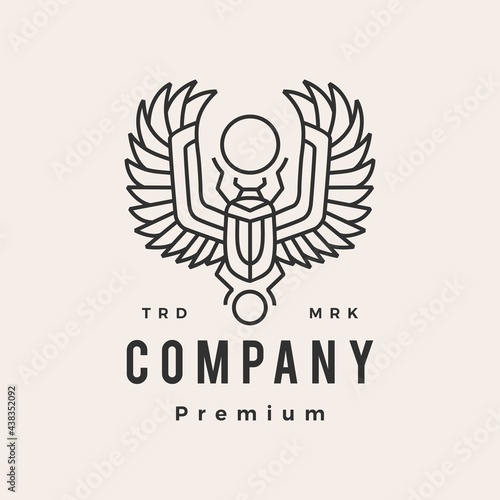 scarab beetle egyptian hipster vintage logo vector icon illustration