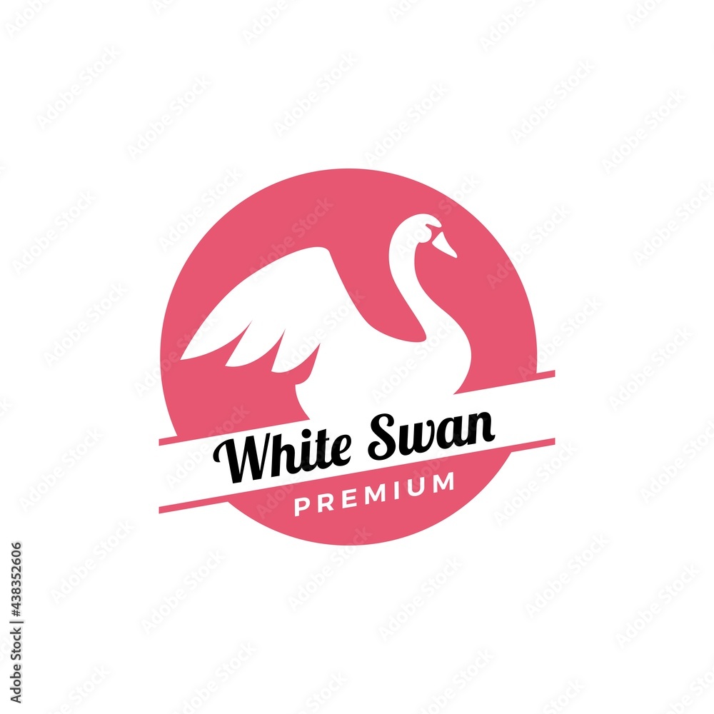 swan round emblem logo vector icon illustration