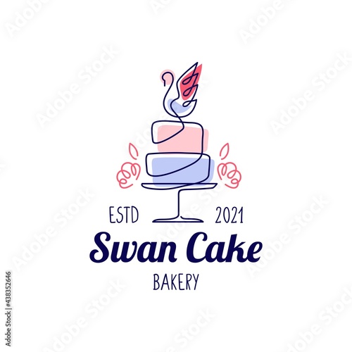 swan cake wedding bakery logo vector icon illustration