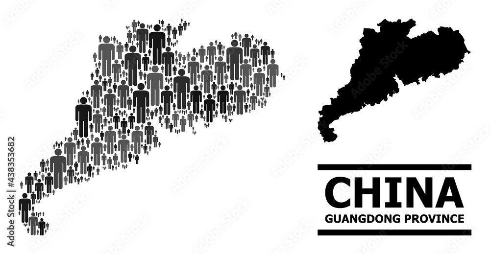 Map of Guangdong Province for demographics purposes. Vector population