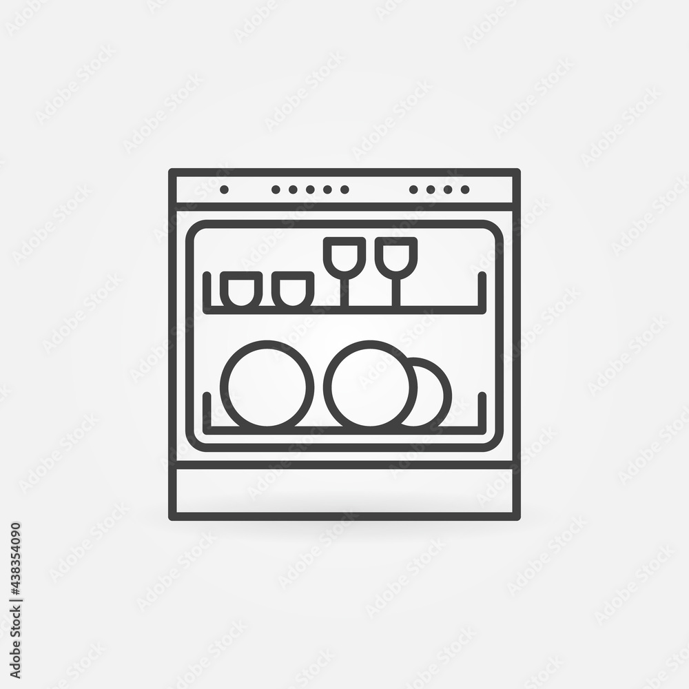 Dishwasher vector thin line concept icon or symbol Dishwasher vector thin line concept icon or symbol
