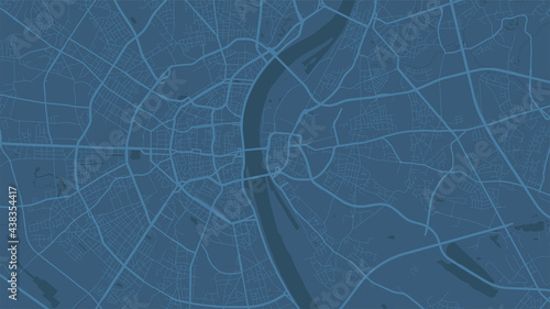 Blue Cologne City area vector background map, streets and water cartography illustration.