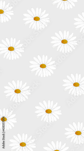 Hand drawn white flower patterned mobile wallpaper © Rawpixel.com