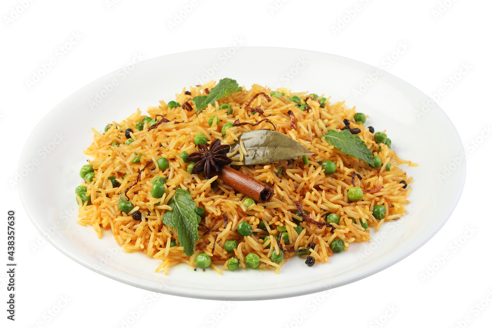 Indian Vegetable peas Pulav or Biryani made using Basmati Rice and Vegetable
