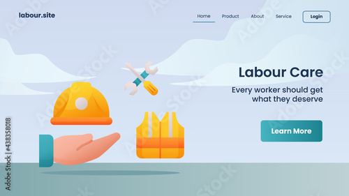 labour care campaign for web website home homepage landing page banner template with color cartoon flat style